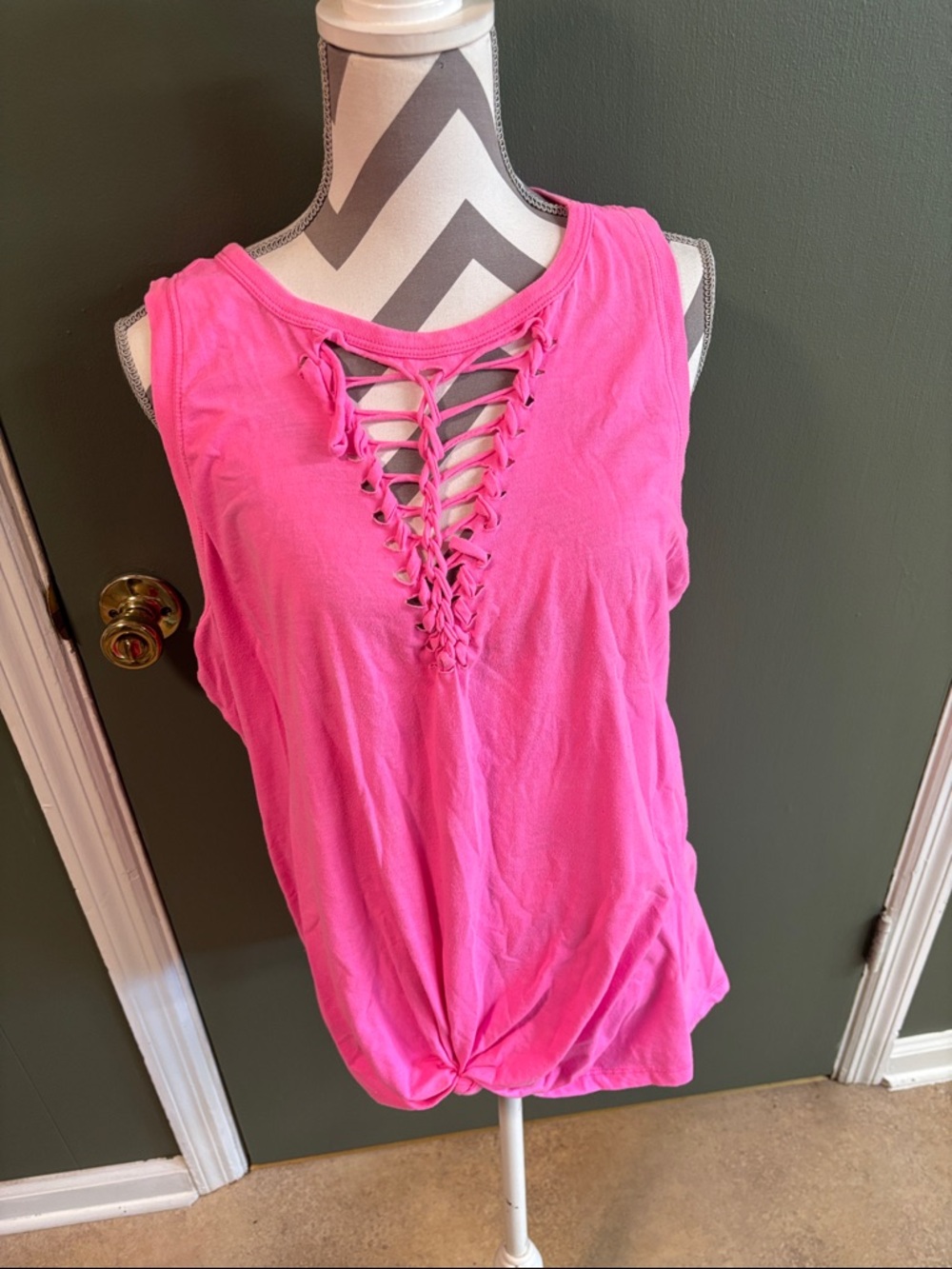 torrid Hot Pink Lace-Up Knot Tank